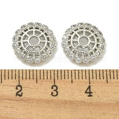 Rack Plating Brass Micro Pave Clear Cubic Zirconia Bead Caps&nbsp;KK-K386-12P