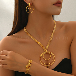 Elegant Alloy Hollow Ring Bracelets & Earrings & Necklaces Sets for Women Wedding&nbsp;PZ6009