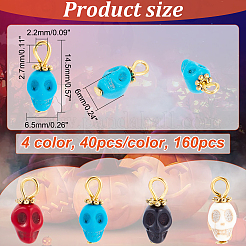 160Pcs 4 Colors Dyed Synthetic Turquoise Charms&nbsp;G-FH0001-76