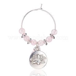 Natural Rose Quartz Wine Glass Charms&nbsp;AJEW-JO00154-01