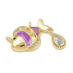 Brass Micro Pave Cubic Zirconia Pendants&nbsp;KK-F908-06G-02