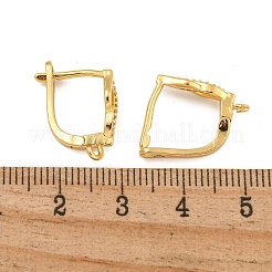 Rack Plating Brass Micro Pave Clear Cubic Zirconia Hoop Earrings Findings&nbsp;KK-F876-21G