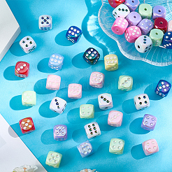 40Pcs UV Plating Rainbow Iridescent Acrylic Enamel Beads&nbsp;SACR-PA0001-03