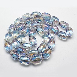 Full Rainbow Plated Crystal Glass Oval Beads Strands&nbsp;X-EGLA-F026-A11