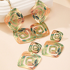 Square Spiral Geometry Alloy Earrings & Necklaces Sets for Women&nbsp;FS-WG25753-01