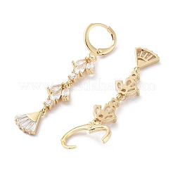Fan Rack Plating Golden Brass Dangle Leverback Earrings&nbsp;EJEW-A030-04G-02