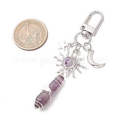 5Pcs Bullet Natural Lapis Lazuli & Green Aventurine & Amethyst & Quartz Crystal & Rose Quartz & Yellow Jade Pendant Decoration&nbsp;HJEW-JM03057