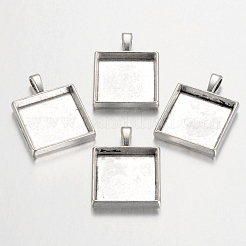 Square Tibetan Style Pendant Cabochon Settings&nbsp;X-TIBEP-A123359-AS-LF
