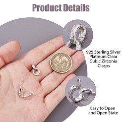 2Pcs 925 Sterling Silver Pave Clear Cubic Zirconia Twister Clasps&nbsp;STER-HS0001-22B-P