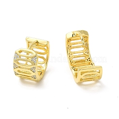 Cubic Zirconia Hollow Hexagon Thick Hoop Earrings&nbsp;EJEW-E270-17G