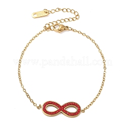 304 Stainless Steel Rhinestone Infinity Link Bracelets&nbsp;SA-CBA5F76-02G