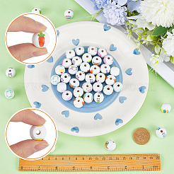 48Pcs 12 Styles Easter Theme Printed Wooden Beads&nbsp;WOOD-SC0001-61