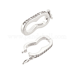 2Pcs 925 Sterling Silver Micro Pave Clear Cubic Zirconia Twister Clasps&nbsp;STER-PH0003-09P