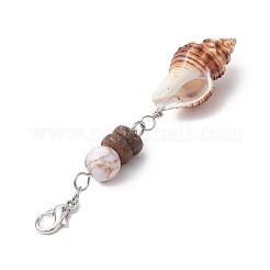 6Pcs Natural Freshwater Shell & Alloy Pendant Decorations&nbsp;HJEW-JM02735