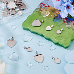 DIY Heart 304 Stainless Steel Pendant Making Kits&nbsp;DIY-TA0014-36
