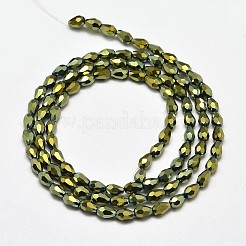 Faceted Teardrop Full Plated Electroplate Glass Beads Strands&nbsp;X-EGLA-J132-FP05