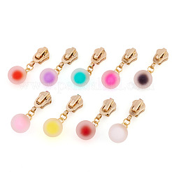9Pcs 9 Colors Round Alloy & Resin Zipper Sliders&nbsp;HJEW-TAC0077