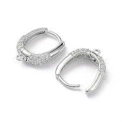 Brass Micro Pave Clear Cubic Zirconia Hoop Earring Findings&nbsp;EJEW-K245-20P