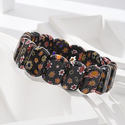 Handmade Millefiori Lampwork Beaded Stretch Bracelets for Men Women&nbsp;BJEW-G738-01A-02