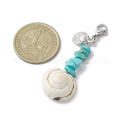 4Pcs 4 Styles Sea Animal Alloy & Natural Shiva Eye Shell Pendant Decorations&nbsp;HJEW-JM02013