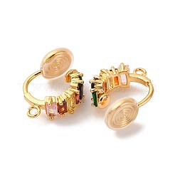 Brass Micro Pave Colorful Cubic Zirconia Clip-on Earring Findings&nbsp;KK-K382-37G