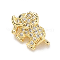 Brass Micro Pave Clear Cubic Zirconia Elephant Spacer Bars&nbsp;KK-K428-09G