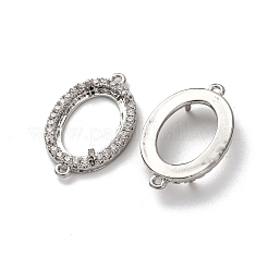 Oval Brass Micro Pave Clear Cubic Zirconia Connector Cabochons Settings&nbsp;KK-NH0007-03P