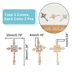 6Pcs 3 Colors Brass Micro Pave Cubic Zirconia Links&nbsp;ZIRC-AR0001-22