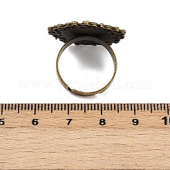 Vintage Adjustable Iron Flower Finger Ring Components Alloy Cabochon Bezel Settings&nbsp;PALLOY-O036-01AB-NF