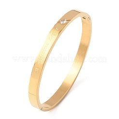 A Lifetime Lover 304 Stainless Steel Micro Pave Cubic Zirconia Hinged Bangles for Women&nbsp;BJEW-B161-12G-02