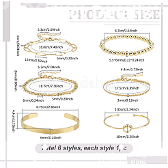 Synthetic Non-magnetic Hematite & Brass & Stainless Steel Cuff Bangles & Link & Charm Bracelets Sets&nbsp;BJEW-PH0004-44