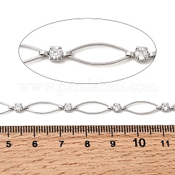 Handmade Brass Pave Clear Cubic Zirconia Horse Eye Link Chains&nbsp;CHC-G027-03P