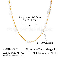 304 Stainless Steel and Imitation Pearl Beaded Chain Necklaces for Women&nbsp;HP4022