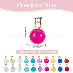 160Pcs Crackle Glass Pendants&nbsp;PALLOY-HY00086