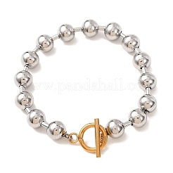 201 Stainless Steel Round Beaded Bracelets for Women&nbsp;SA-CBA2E59-04P