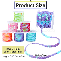 6Rolls 6 Colors Eco-Friendly Plastic Paillette Beads&nbsp;PVC-CY0001-06A