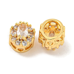 Brass Micro Pave Clear Cubic Zirconia Beads&nbsp;KK-P275-27G