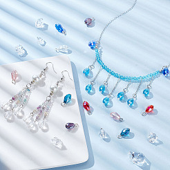 150Pcs 15 Colors Faceted Glass Pendants&nbsp;PALLOY-GA00021