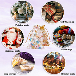 80Pcs 4 Colors Heart Printed Organza Bags&nbsp;OP-BBC0001-50A