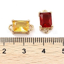 Brass Pave Faceted Glass Connector Charms&nbsp;X-KK-Q811-01