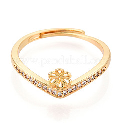 Flower Brass Micro Pave Cubic Zirconia Cup Peg Ring Settings&nbsp;LS-KK-N274-30G