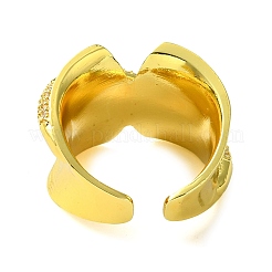 Brass Micro Pave Cubic Zirconia Open Cuff Ring&nbsp;RJEW-K256-14G