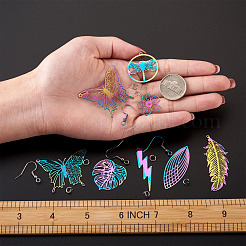 DIY 9 Shapes Colorful Filigree Joiners Stainless Steel Earring Making Kits&nbsp;DIY-BT0001-16MC
