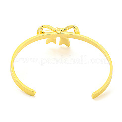 Bowknot Rack Plating Brass Open Cuff Bangles for Women&nbsp;BJEW-P322-06C-G