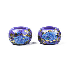 Flower Printed Opaque Acrylic Rondelle Beads&nbsp;SACR-S305-27-G02
