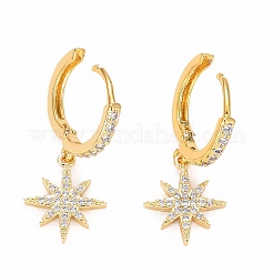 Brass Micro Pave Clear Cubic Zirconia Huggie Hoop Earrings&nbsp;EJEW-JE04380-01