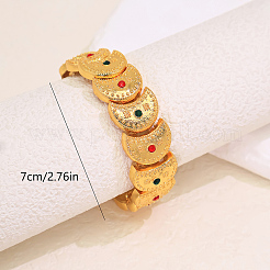 Exotic Embossed Texture Crescent Moon Brass Rhinestone Cuff Bangle with Clasps for Women&nbsp;OM4527