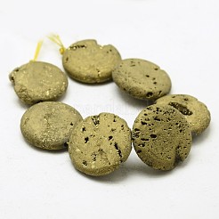 Electroplated Natural Druzy Geode Crystal Beads Strands&nbsp;G-N0251-30mm-07