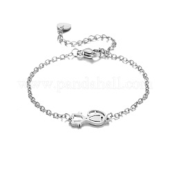 304 Stainless Steel Cat Shape Link Bracelets&nbsp;WGC2CBB-01