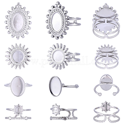 16Pcs 4 Styles 304 Stainless Steel Open Cuff Ring Components&nbsp;STAS-SC0020-86